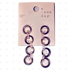 Gold tone and clear chain link earrings